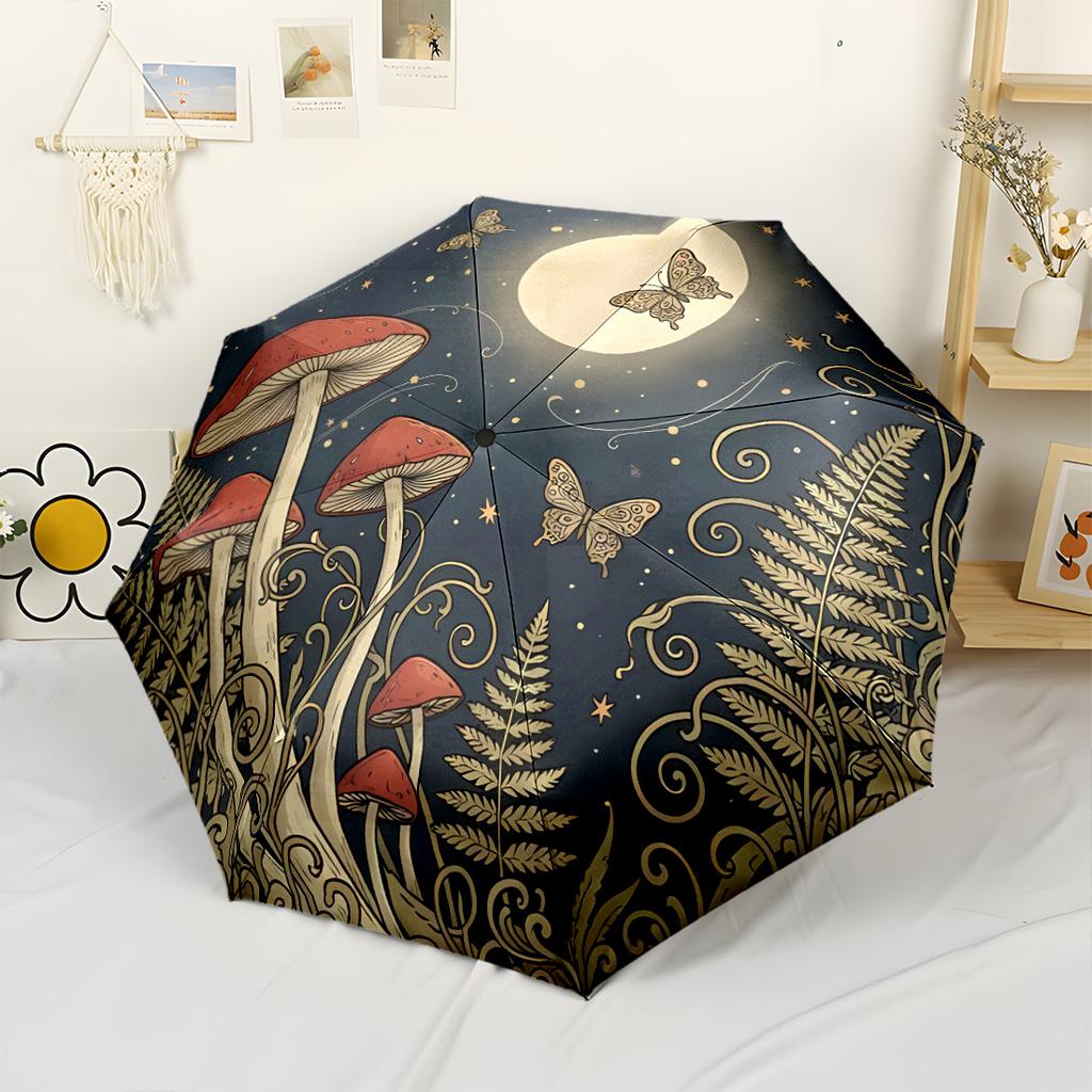 Mystic Forest Mushrooms Glow 8 Ribs Compact Design Perfect for Outdoor Adventures Outdoor Accessory
