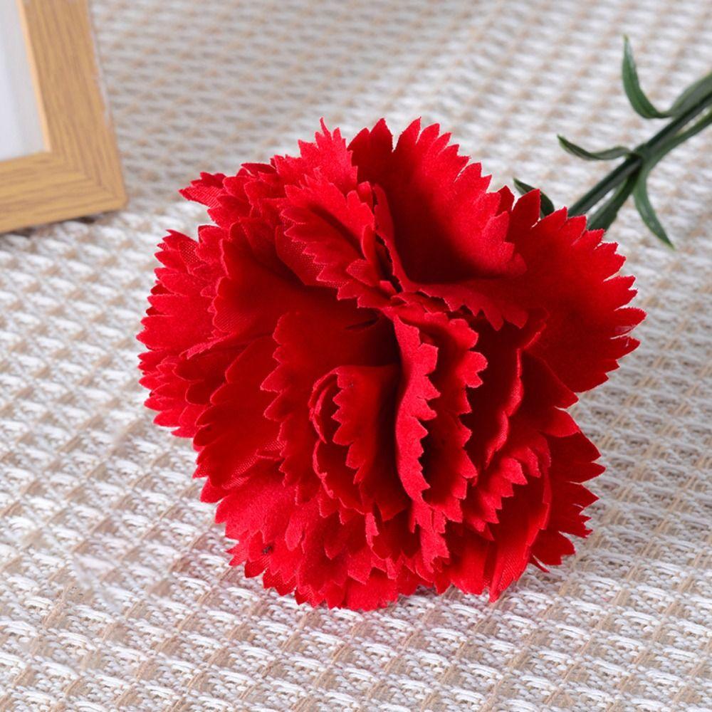 54cm Artificial Red Carnations Real Touch Fake Plants Simulation Carnation Flower  Wedding