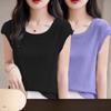 Women Modal T Shirt Short Sleeve Summer Slim Fit Flutter Sleeve Round Neck Comfortable Casual Tee