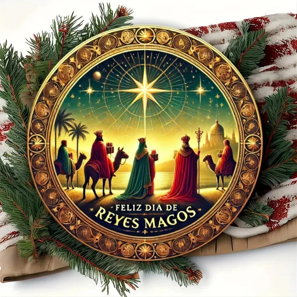 D Wall Hanging Plaque Feliz Dia De Reyes Magos Christmas Theme with Three Kings Multipurpose Decor
