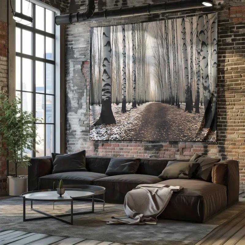 Birkenwald Wandteppich Naturszene Dekor für Wohnzimmer Schlafzimmer Kunst