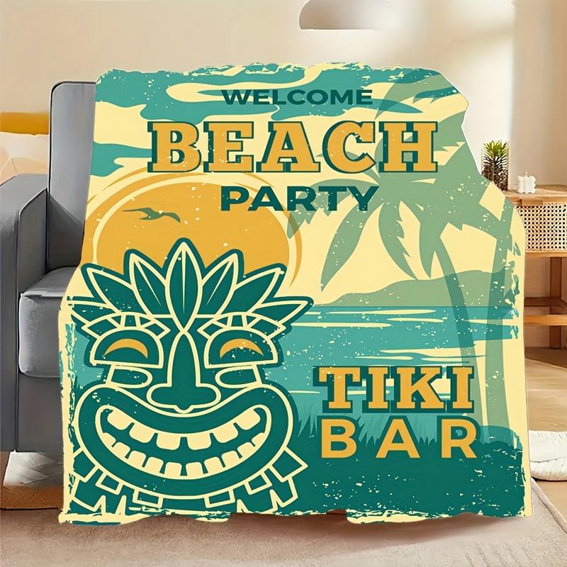 Tropical Beach Style Pattern Flannel Printed Blanket Suitable for All Seasons Suitable for Living Room Office Sofa and Travel