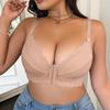 Women's Seamless Large Size Front-Hook Underwire Lace Bra U-Shaped Back Nursing Bra