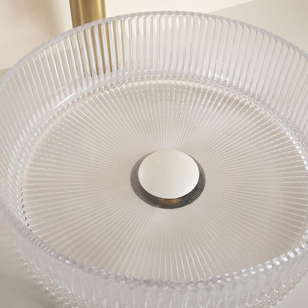 36cm Washbasin, Round Washbasin made of Crystal Glass without Faucet, Transparent