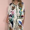 Dress Women's Fashion Suit Casual Loose Shirt Printed Pantsuit
