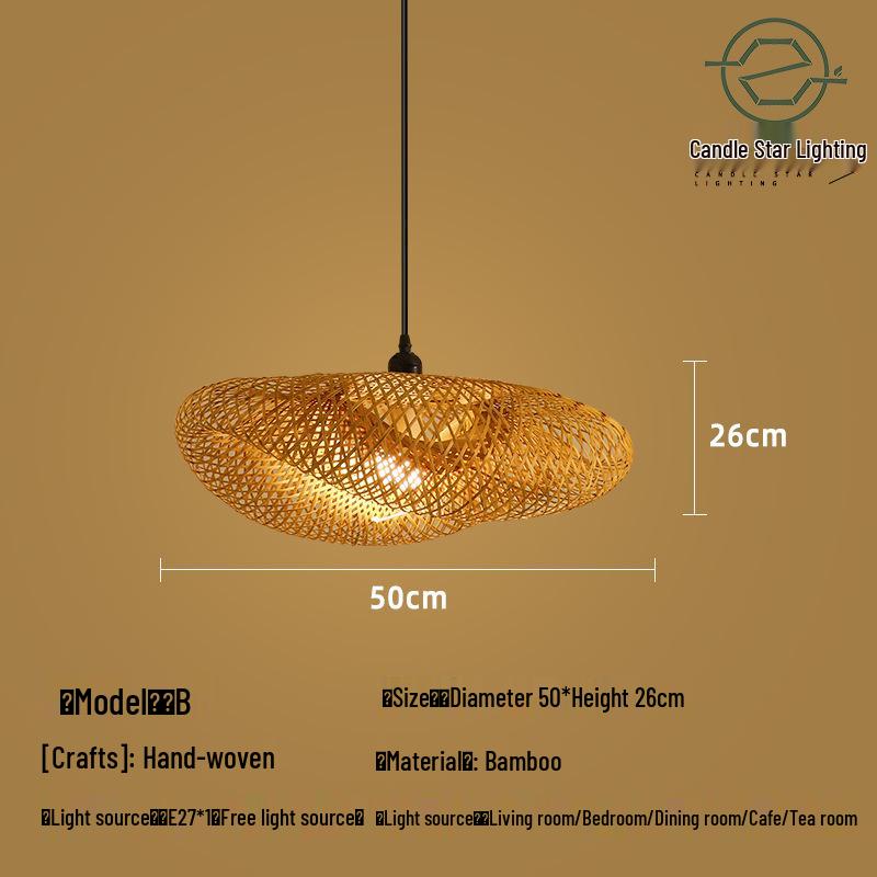 Zen Style Bamboo Rattan Pendant Light for Tea Rooms and Restaurants