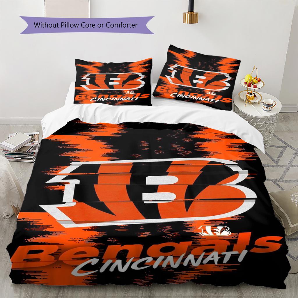 Cincinnati Bengals Pattern Bedding Set Quilt Cover Pillowcase Home Decor Gift (1 * duvet cover + 2 * pillowcase, without core)
