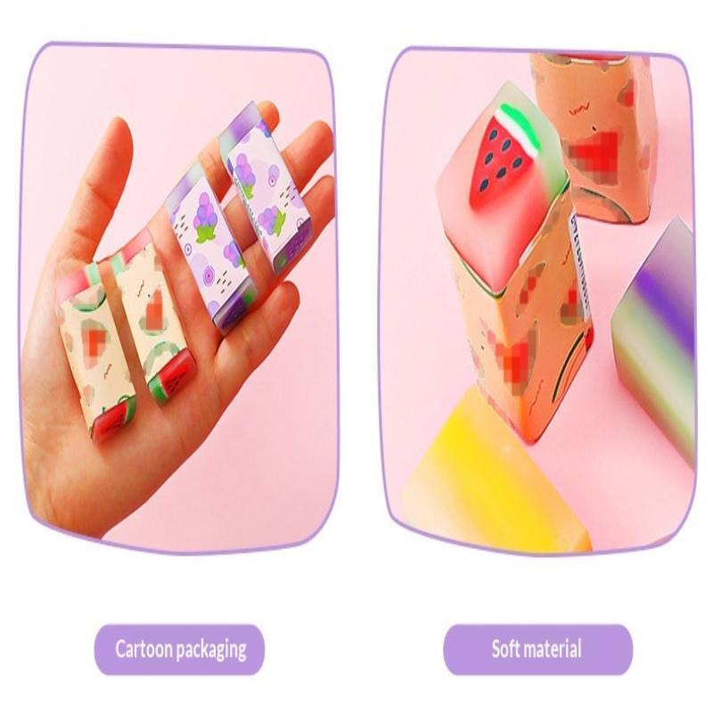Cute Fruit Jelly Pencil Erasers Non-Toxic Soft Fun Animal Food Shaped Erasers for Kids Student School Stationery Gift