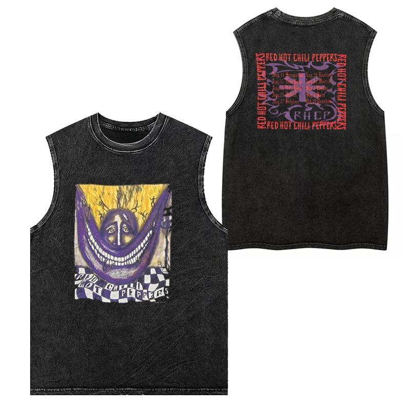 

Винтажная спортивная майка Американский рок Ретро Выстиранная футболка без рукавов Мужская Женская Уличный тренд Y2K Майки S