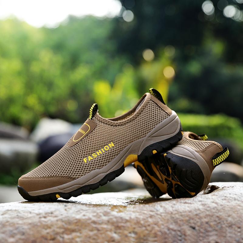 Men Breathable Sneakers New Fashion Shoes Climbing Hiking Shoes Men Outdoor Beach Shoes Mesh Shoes Mens Work Shoes Men