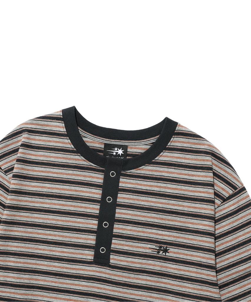NICEGHOSTCLUB Stripe Henley Ls Tee_Grey(Ng2Gfut551A)