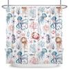 Underwater World Theme Bathroom Curtains Jellyfish Sea Turtles Sharks Waterproof Polyester Shower Curtain Decor With 12 Hooks