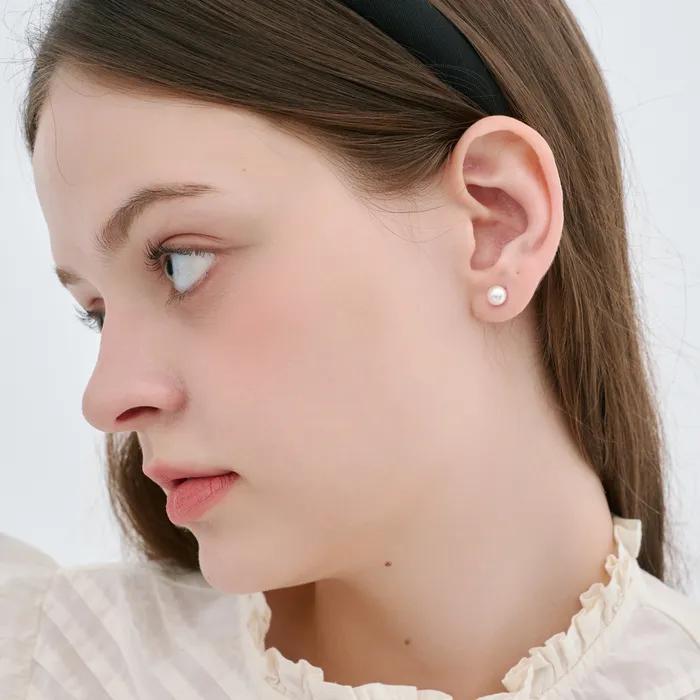 Classic White Pearl Titanium Earrings (6mm)