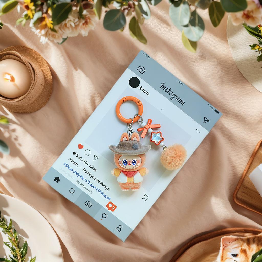 Flocking Keychain Crying Baby Tide Play DIY Decoration Pendant Car Desktop Ornament Mobile Phone Chain Pendant