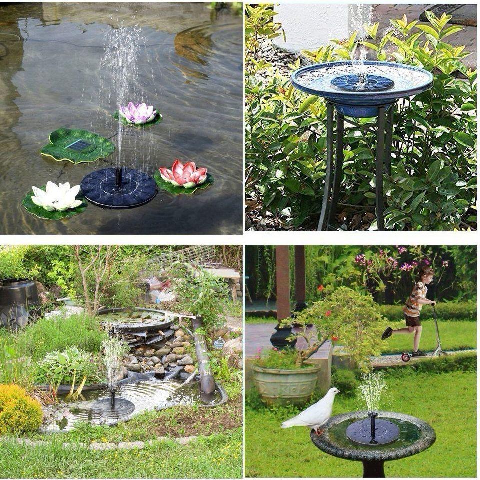 Outdoor Solar Bird Bath Fountain with Lights - Floating Garden Water Feature with Battery Storage