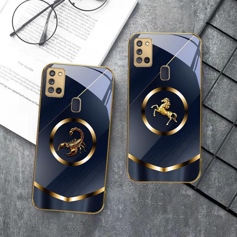 Luxurious tiger head For Samsung A 70 71 72 73 14 15 13 16 25 A26 31 32 33 34 35 50 51 52 53 54 55 56 Golden glass phone case