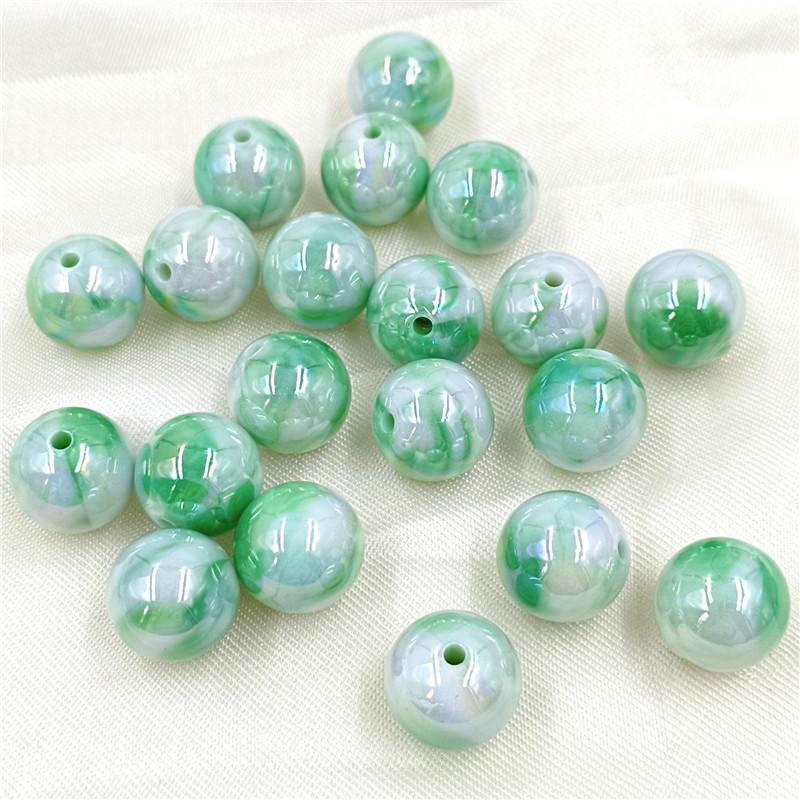 

Материалы из бисера 10 шт. DIY Браслет Ожерелье Ослепляющие круглые бусины Ювелирные аксессуары УФ-молочные конфеты Акриловые креативные двухцветные модные аксессуары зелёный