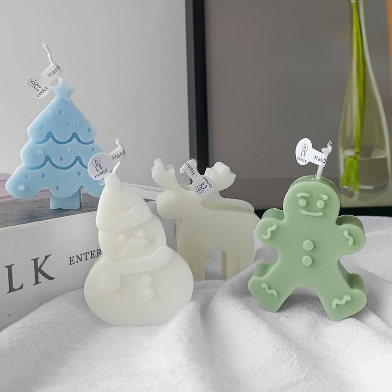 4Pcs Christmas Silicone Candle Molds Set - Reusable, Soft Easy-to-Release Craft Molds for Aromatherapy Candles Handmade Soaps