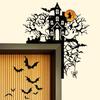 Halloween Door Corner Sign Metal Witch Cat Bat Ghost Spider Web Door Topper Sign Indoor Door Window Frame Decoration