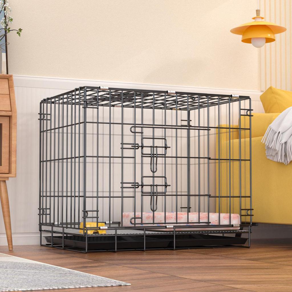 Foldable Metal Dog & Cat Cage for Home, Indoor/Outdoor, Car or Rescue Use