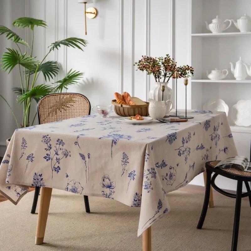 Little Bee Grey Flower Print Sketching Little Fresh Dining Table Cloth