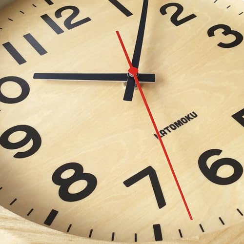 KATOMOKU Muku Uhr 15 Natur km-107NARC Wanduhr mit schleichender Sekunde, 30,6cm Durchmesser (Funkuhr)