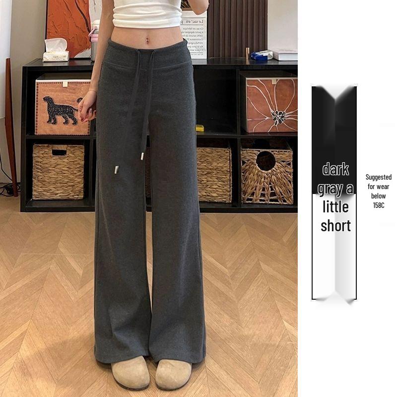Women's Gray High Waist Petite Wide Leg Sweatpants - Slimming, Loose, Casual for Spring, Summer, and Autumn 2026