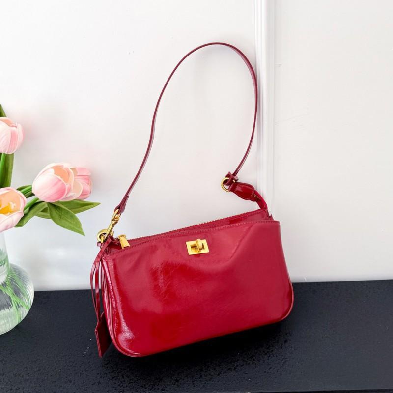 

Small Niche Design Top Layer Cowhide Gold Lock Retro Underarm Bag New Versatile Simple Single Shoulder Crossbody Women s красный