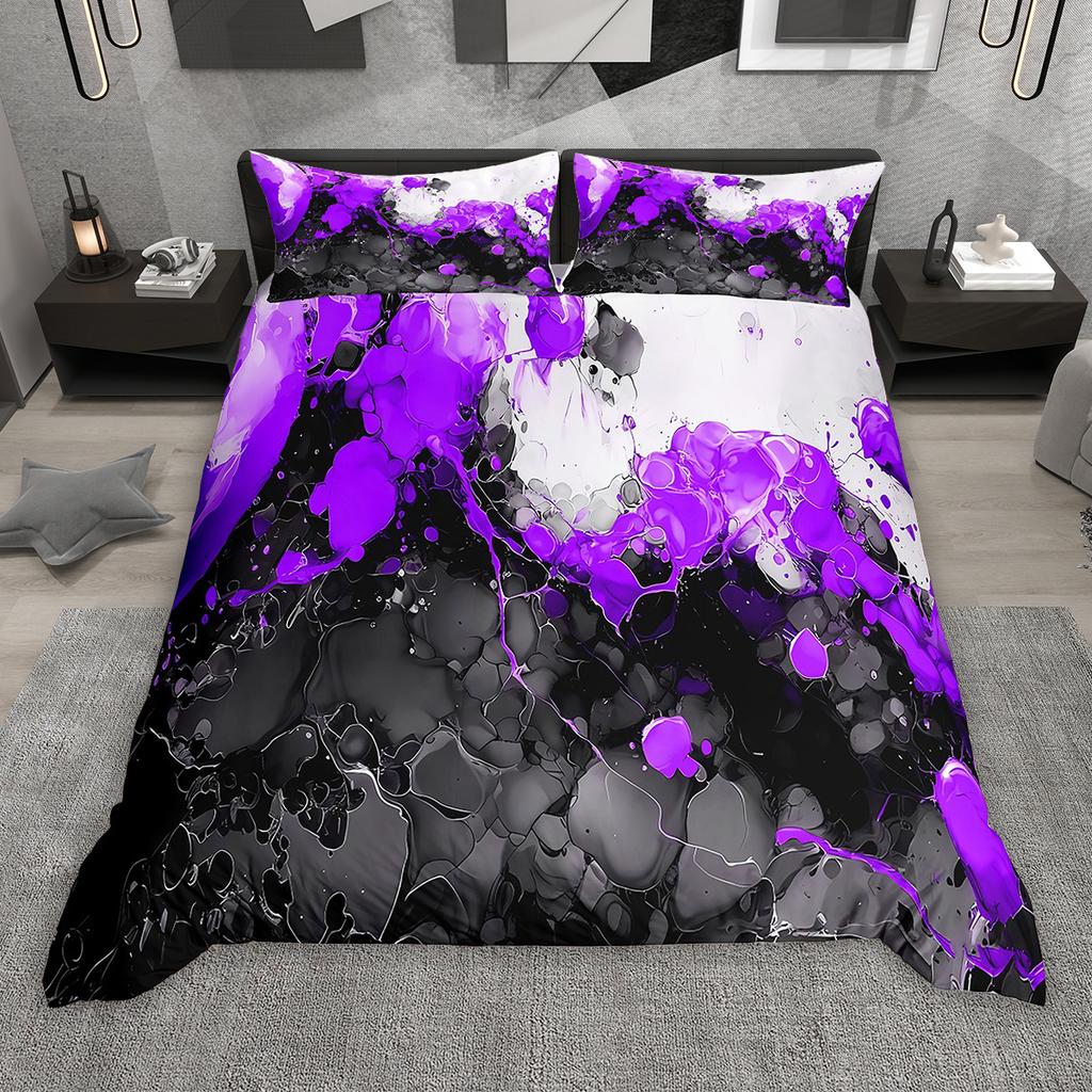 Homewish Geometric Stripes Duvet Cover Set 2Pcs/3Pcs Vintage Oil Painting Bedding Set Aesthetic Brush Strokes Comforter Cover
