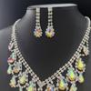 Fashion Crystal Full Diamond Necklace Earrings Two-piece Evening Dress Accessories Dinner Party Jewelry Bridal Accessories Women