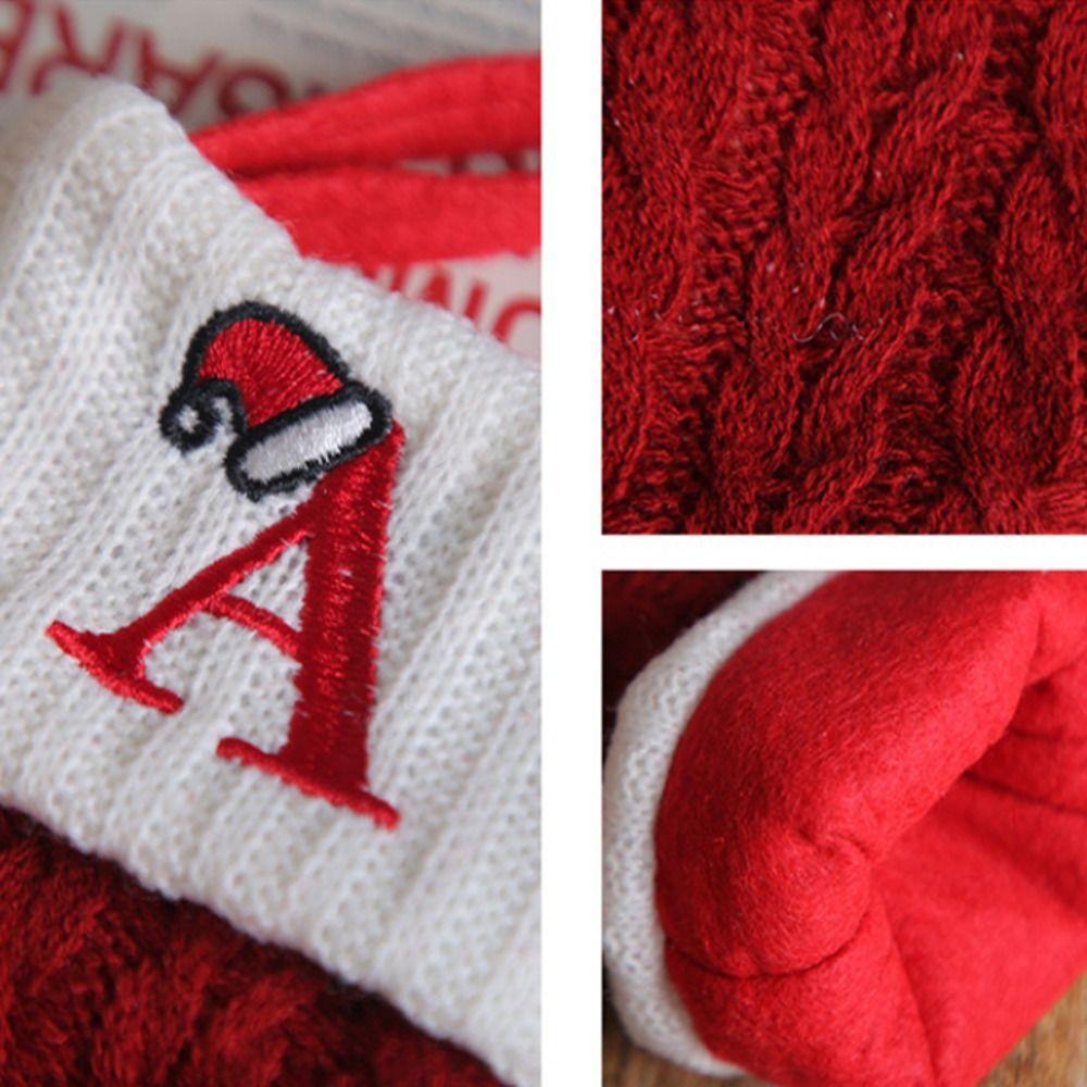 Woven Christmas Socks Woolen Christmas Tree Pendant Letters Christmas Knitting Stocking  Fireplace