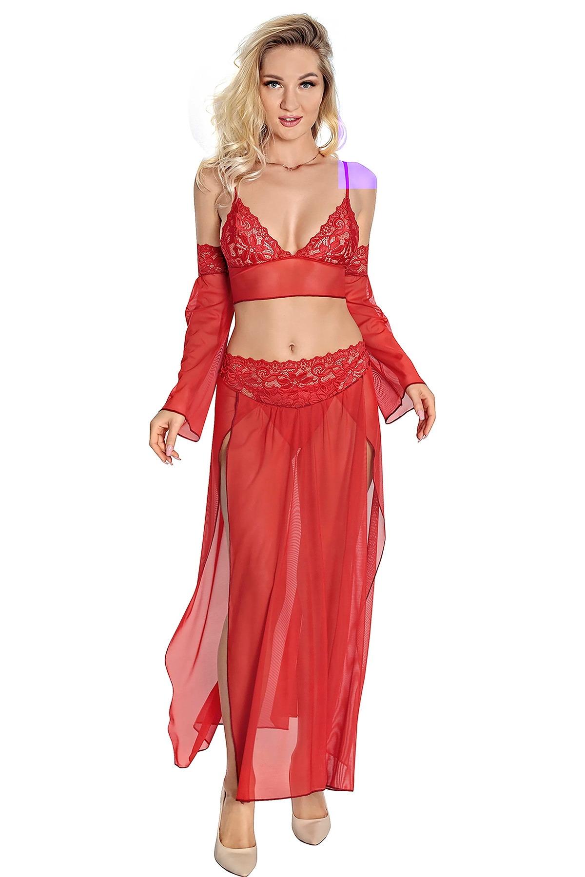 

Комплект женской красной ночной рубашки 1838 г. S красный