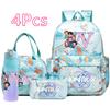 4 Stück/Set Cartoon K-Pop Bedruckter Rucksack mit großer Kapazität, Handtasche, Federmäppchen mit 750 ml Wasserflasche für Teenager, Jungen, Mädchen, Schultasche, Rucksack, Mochila