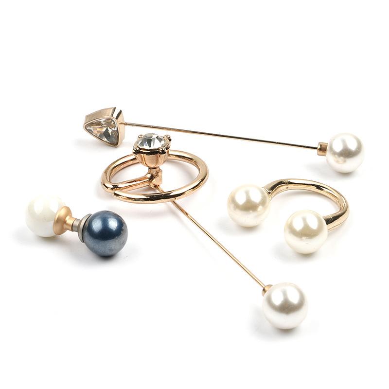 Pearl Decorative Buckle One-Word Button Cuff Pin Buckle Clothes Coat Jacket Accessories Shawl Silk Scarf Shirt Buckle