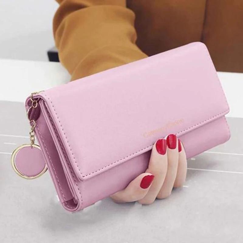 Yogodlns Lässiges langes Portemonnaie für Damen mit Anhänger PU-Leder Handtasche Mehrschichtige Clutch Einkaufs-Damen-Geldbörse Handy-Kartenhalter-Portemonnaie