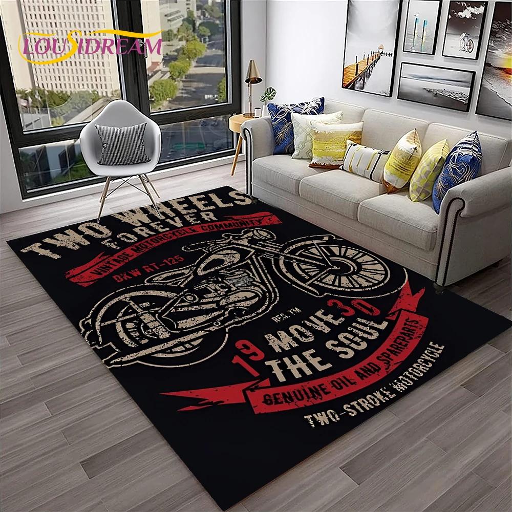 Vintage Motorcycle Retro Carpet Rug for Home Living Room Bedroom Playroom Sofa Doormat Decor,Kid Area Rug Non-slip Floor Mat