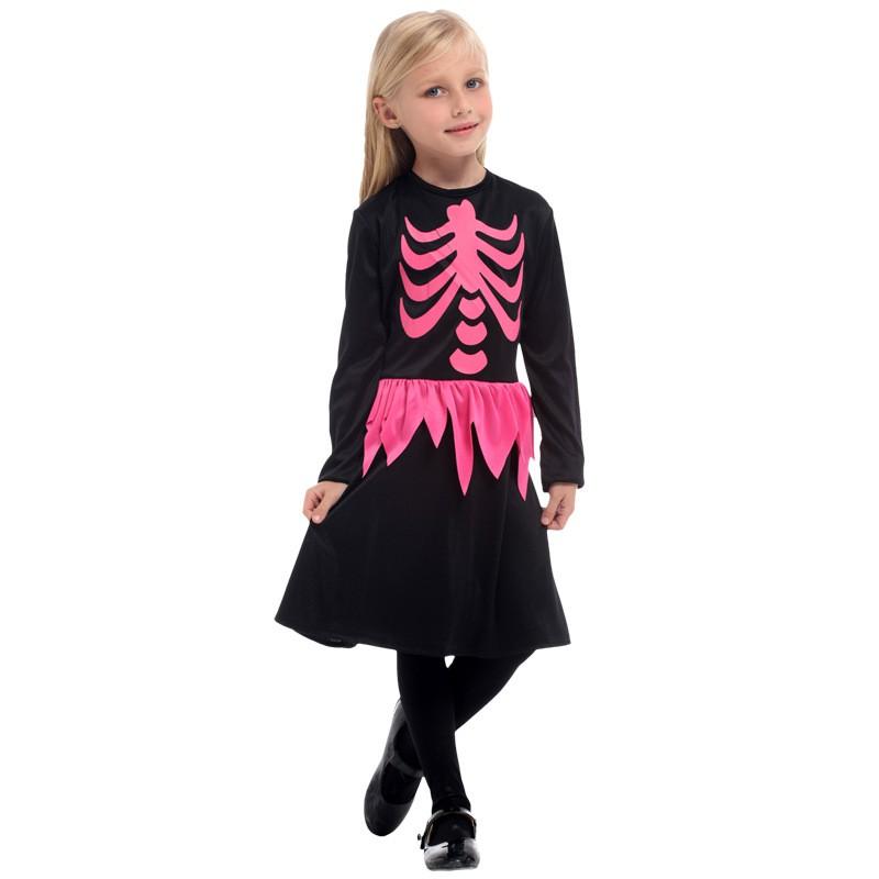 Halloween Costume Kids Girls Skeleton Vampire Devil Reaper Outfit Set Moda Cotton Blend Street Style Party Dress