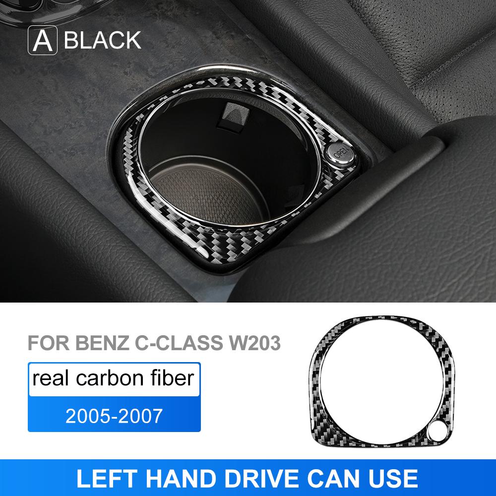 Real Soft Carbon Fiber for Mercedes Benz C Class W203 2005 2006 2007 Car Water Cup Frame Trim Sticker Interior Accessories