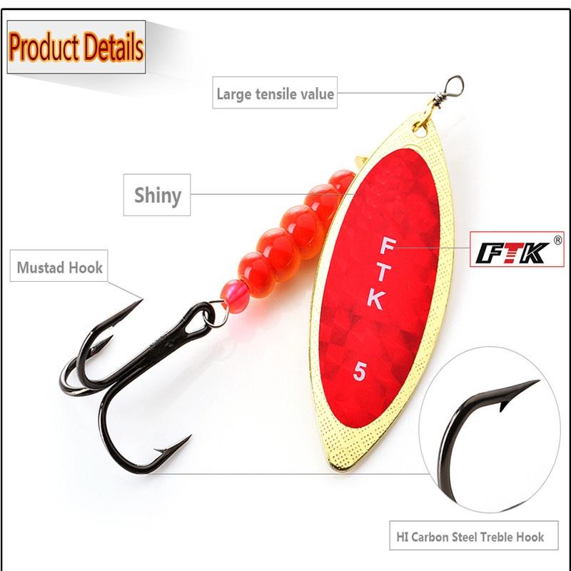 FTK 1PCS Fishing Spinner Different Color Bass Lure Bait 7G 12G 18G 30G Length 6CM 8CM 9CM 10CM