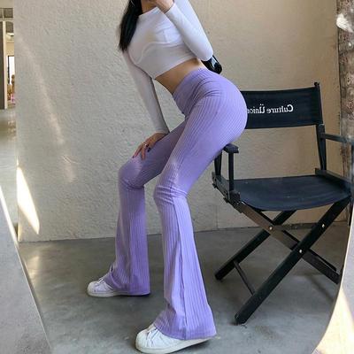 Pevné Y2k dámské kalhoty E Girl Estetická móda Streetwear Ženy Oblečení Tenký Vysoký pas Sexy punčochové kalhoty Bell Bottom Flare