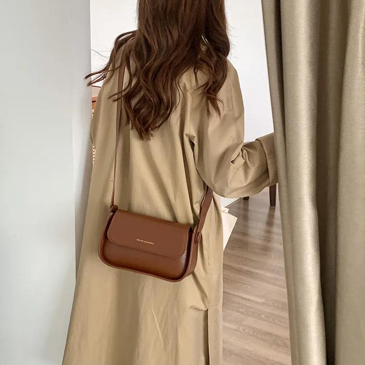 Saddle Bag Women Simple Solid Color Temperament Single Shoulder Crossbody bags Cute Casual Commuter Bags purses and handbags sac
