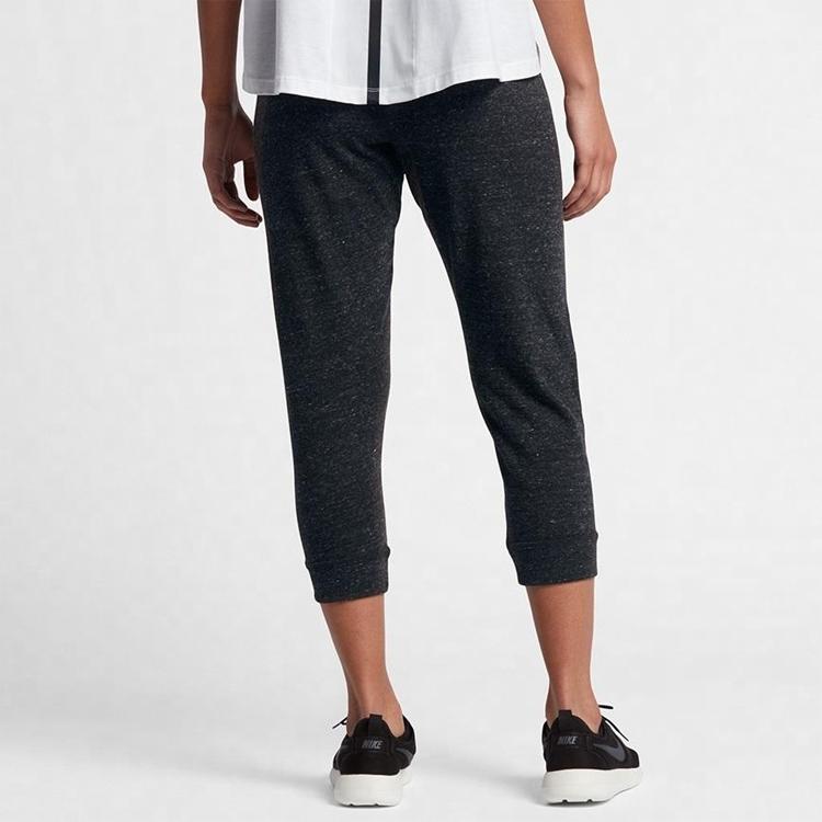 Nike Letter Logo Drawstring Sports Three-Quarter Knitted Pants Women Bottoms Black 883724-010