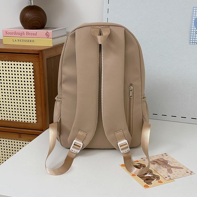 Solid Color Student School Bag Women's Large Capacity Backpack Campus Backpack