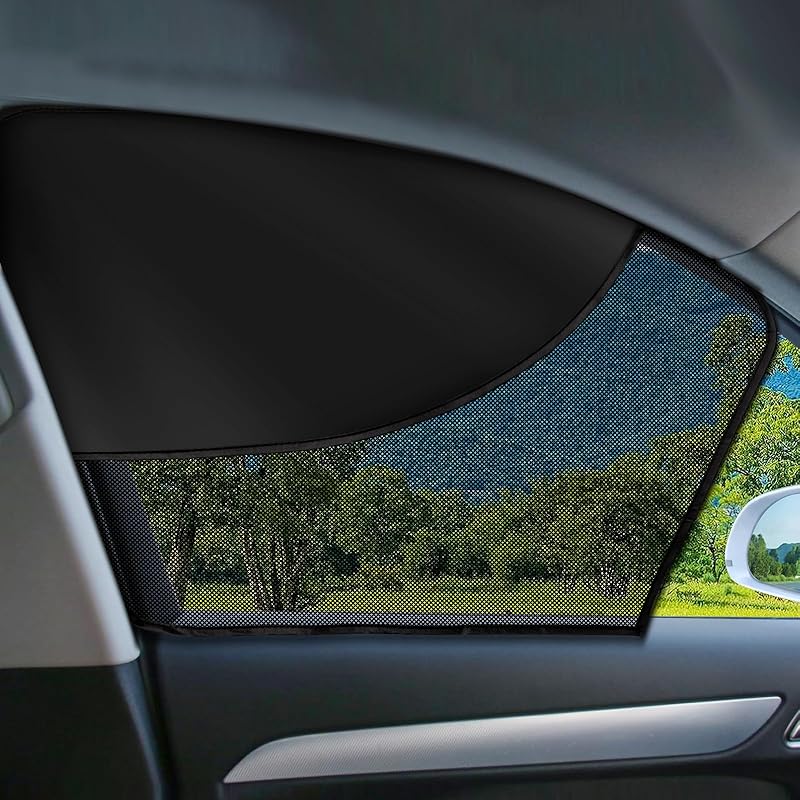 2 PCS Car Window Shades, Magnetic Double Layer Car Side Window Sun Shades with Full Shade/Half Shade, Front Window Covers for Driver,Car Accessories Front Window