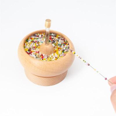 Wooden Bead Spinner String Seed Beads Quickly Beading Bowl Loader Kit DIY Jewelry Making for Craft Seed Beading Supplies