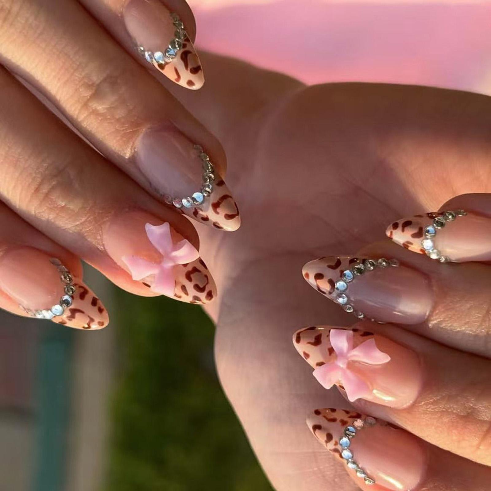 

Миндальные накладные ногти, накладные ногти, глянцевые акриловые искусственные ногти, накладные ногти для женщин, 24 шт., 12 размеров, наклеить на ногти