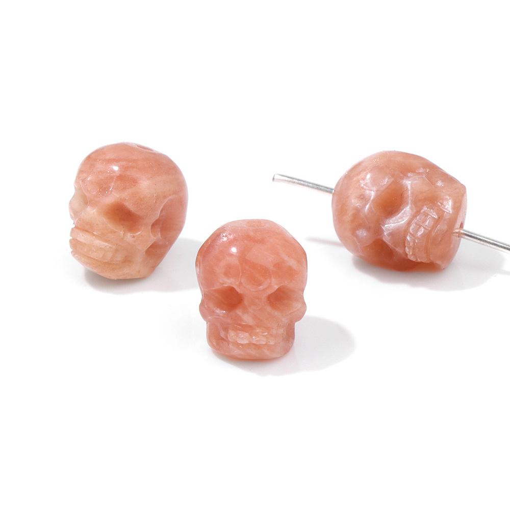 Mini Skull Head Statue Natural Stone Spacer Beads Charm Healing Crystals Reiki Carved Witchcraft Figurine Mineral Accessory Gift