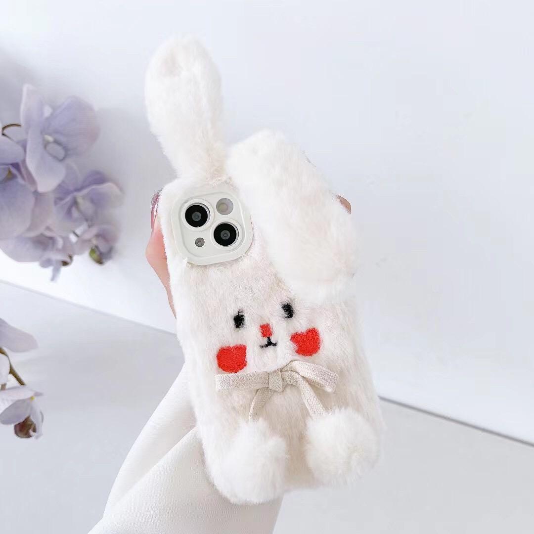 

Плюшевий чохол Rabbit для iphone 14 13 12 11 Pro max X XR XS 7 8 plus/Samsung Z flip 3 Z складка 4 S22 S21 S20 A12 A13 A22 A32 A33 A53 /Redmi 10 9 9A 9T samsung A23 білий