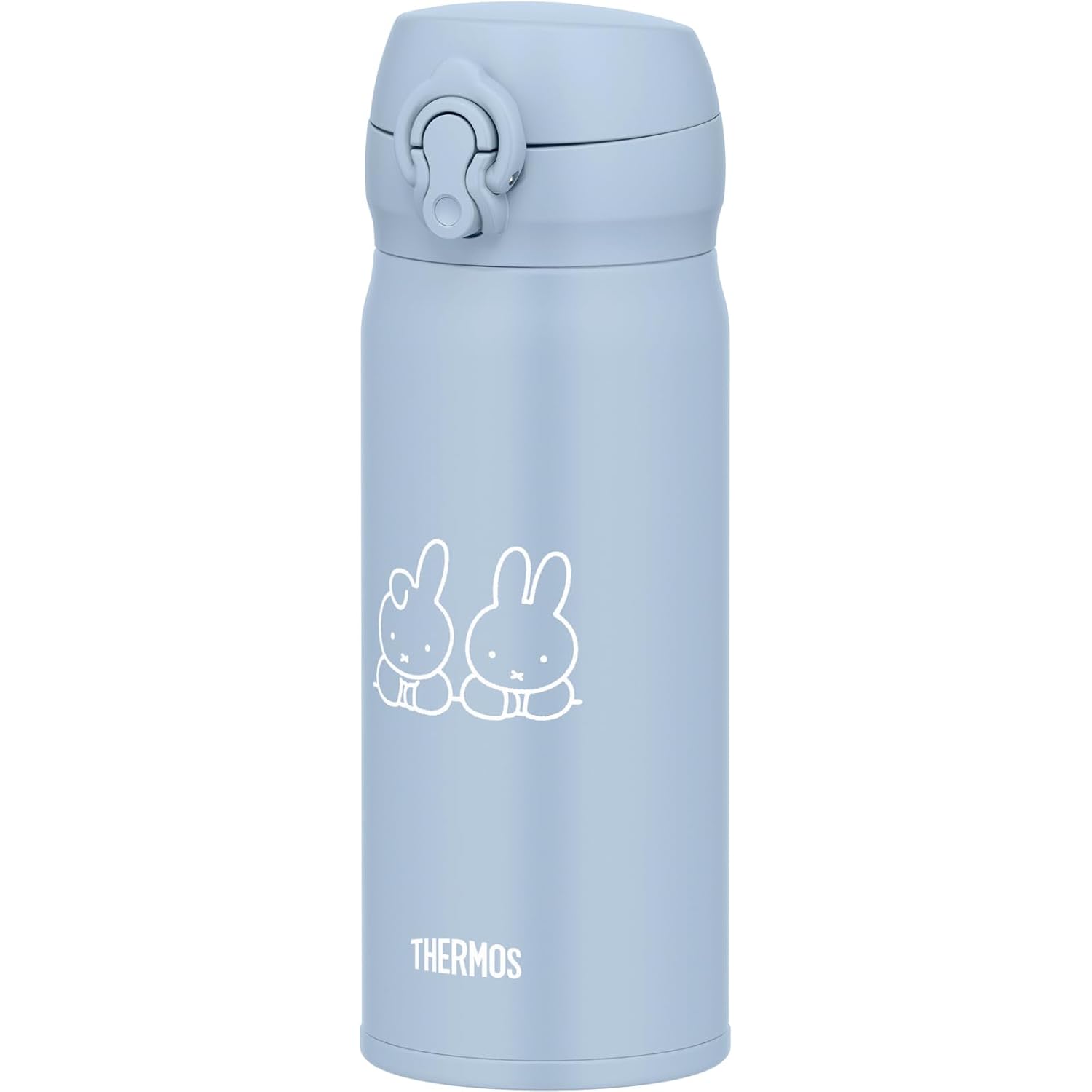 Thermos Water Bottle Vacuum Insulated Travel Mug 400ml Miffy Ash Blue Detachable Drinking Spout Easy Clean Lightweight One-Touch Open Stainless ASB