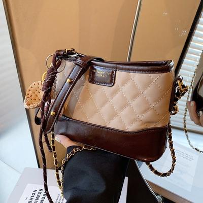 Kleine Tasche aus besticktem Faden mit Diamantmuster, Retro und vielseitige Ketten-Umhängetasche, Single-Shoulder-Wandertasche